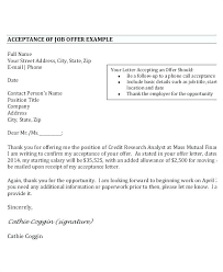 Letter Of Acceptance Job Offer Thank You Example In With
