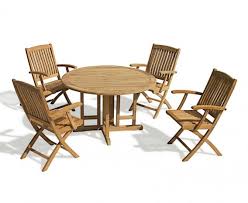 Drop Leaf Round Garden Table And Arm Chairs