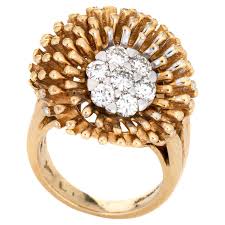 sea urchin diamond ring vine 14k
