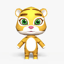 cartoon tiger mobile game model 3d