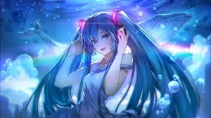 Come check out 20 of the most beautiful anime girls with blue hair to help cheer you up! Blue Haired Female Anime Character Digital Wallpaper Anime Anime Girls Hatsune Miku Blue Hair Blue Eyes Smiling Underwater Hatsune Miku Female Anime Hatsune