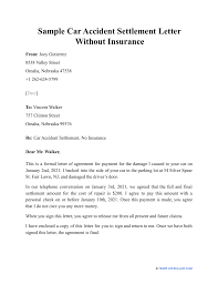 sle car accident settlement letter