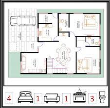 40x50 Duplex House Plan Design 4bhk