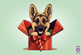 christmas german shepherd dog gift box