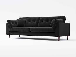 cricket 4 seater sofa deep black velvet