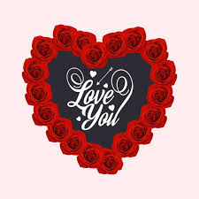 free vector love you with heart and roses