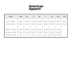 American Apparel Clothing Size Chart Rldm
