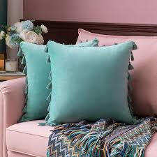 set of 2 velvet cushion covers tel