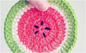 summer crochet watermelon coasters