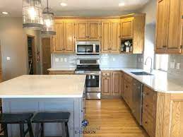 Golden Oak Kitchen Cabinets With White