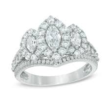 1 1 2 Ct T W Marquise Diamond Frame Past Present Future Ring In 14k White Gold Gordons Jewelers