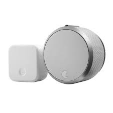 August Smart Lock Pro Silver With Connect Wi Fi Bridge Deadbolts