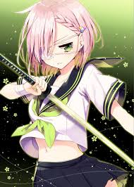 She has short pink hair and wears a red colored qipao dress. Randomboard On Twitter Wallpaper Short Hair Pink Hair Green Eyes Anime Anime Girls Bandage Eyepatches Sword Katana