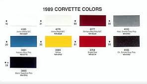 1989 Corvette Exterior And Interior Colors