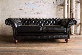 Black Leather Chesterfield Sofa