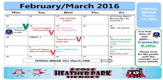 This Months Calendar Ecole Heather Park Elementary Parent