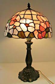 Stain Glass Fl Cast Metal Lamp Base