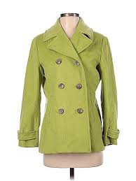 Lands End Solid Green Wool Coat Size 2