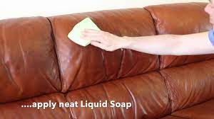 cleaning leather sofas with liquid soap