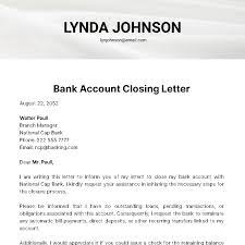 bank account closing letter template