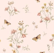 wallpaper flowers and erflies pink