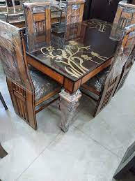 wooden glass dining table set inr 10