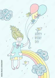 happy rainy day cute hand drawn card