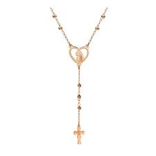 stainless steel rosary pink gold color