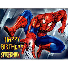 Spiderman birthday cake fondant cake with all fondant accents. Spiderman Happy Birthday Image Edible Cake Topper Frosting Sheet 1 4 Sheet Walmart Com Walmart Com