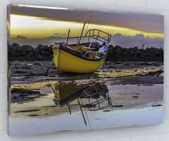 Stunning Seascape Yellow Fishing Boat