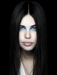 black hair green eyes woman images