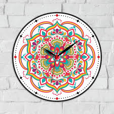 Wood Clocks Mandala Clock Colorful