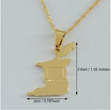 map flag gold chain pendant necklace