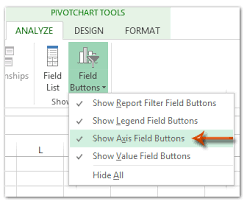 filed ons in pivot chart in excel