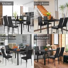 Kitchen Dining Set Glass Metal Table