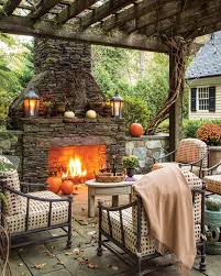 Covered Pergola Modern Outdoor Fireplace