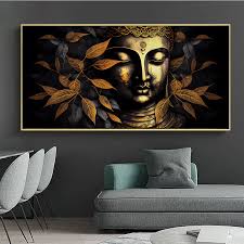 Black Gold Buddha Statue Canvas Art