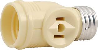 Ge Adapter L Add Bulb 2 Prong Polarized Outlets Medium Base Socket Use In Workshop Garage Or Utility Room Ul Listed Light Almond 54178 Light Sockets Amazon Com