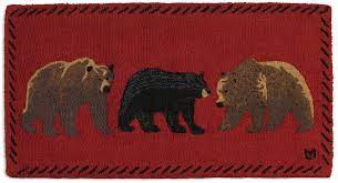 mixed bears hooked wool rug