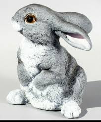 Gray Bunny Statue Garden Rabbit Figure