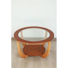 Vintage Round Coffee Table In Wood And