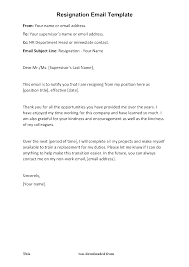 free e mail resignation letter template