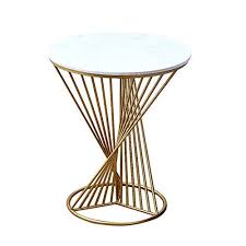 Zhirong Round White Marble Side Table