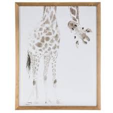 giraffe looking upside down wood wall