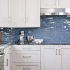 Linear Blue Glass Tile Backsplash