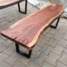 brown acacia wood bench straight