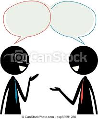 Zwei stick-silhouette geschäftsmann reden mit sprachblasen auf ihrem kopf.  Vector illustration von zwei stickfiguren | CanStock