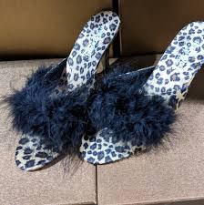 Kitten heeled bedroom slippers with furry bits and gems. Hollywood Heels Shoes 225hollywood Heels Marabou Leopard Kitten Heel Poshmark