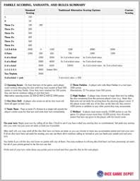Free Farkle Score Sheet And Scoring And Rules Summary