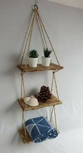 3 2 Tier Rope Hanging Wall Shelves